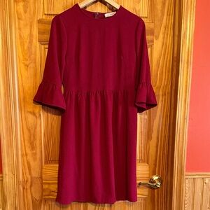 Ces Femme Deep Red Dress With Bell Sleeve- Small/Medium